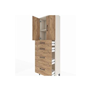 Arges Dolap 2 Raflı 4 Çekmeceli 2 Kapaklı 60x30x182 Aytaşı-çam