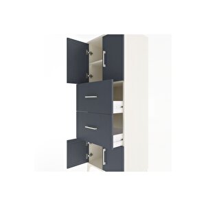 Hyperion Dolap 2 Raflı 2 Çekmeceli 4 Kapaklı 60x44x163 Aytaşı-antrasit