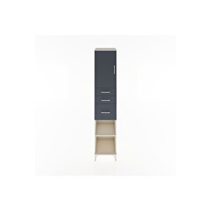 Hyperion Dolap 3 Raflı 3 Çekmeceli Tek Kapaklı 44x44x221 Aytaşı-antrasit