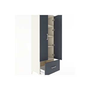 Hyperion Dolap 4 Raflı Tek Çekmeceli 2 Kapaklı 60x44x182 Aytaşı-antrasit