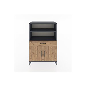 Hyperion Dolap 3 Raflı Tek Çekmeceli 2 Kapaklı 88x44x134 Antrasit-çam