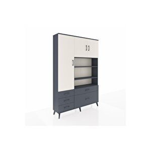Arges Dolap 9 Raflı 5 Çekmeceli 3 Kapaklı 132x30x195 Antrasit-aytaşı/antrasit