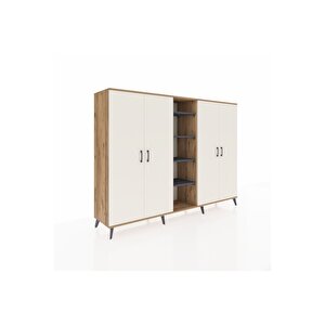 Hyperion Dolap 12 Raflı 4 Kapaklı 220x44x163 Çam-aytaşı/antrasit