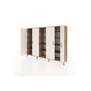 Hyperion Dolap 12 Raflı 4 Kapaklı 220x44x163 Çam-aytaşı/antrasit