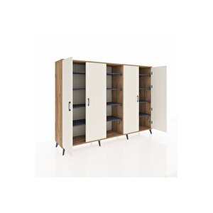 Hyperion Dolap 12 Raflı 4 Kapaklı 220x44x163 Çam-aytaşı/antrasit