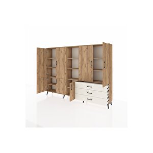 Arges Dolap 11 Raflı 3 Çekmeceli 7 Kapaklı 220x30x163 Çam-çam/aytaşı