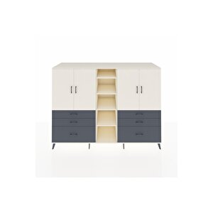 Kronos Dolap 10 Raflı 6 Çekmeceli 4 Kapaklı 220x59x163 Aytaşı-aytaşı/antrasit