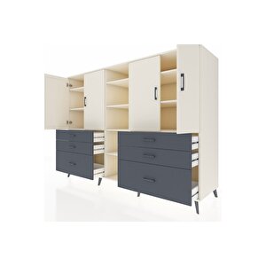 Kronos Dolap 10 Raflı 6 Çekmeceli 4 Kapaklı 220x59x163 Aytaşı-aytaşı/antrasit