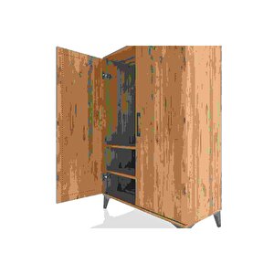 Hyperion Dolap 2 Raflı 2 Kapaklı Tek Askılı 88x44x134 Çam-çam