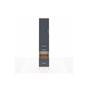 Arges Dolap 3 Raflı 3 Çekmeceli Tek Askılı 44x30x221 Çam-antrasit