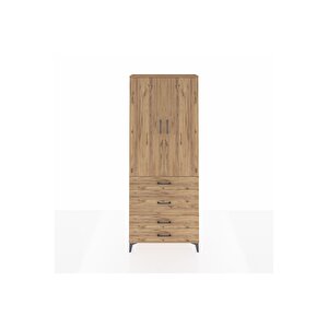 Arges Dolap 3 Raflı 4 Çekmeceli 2 Kapaklı 88x30x221 Çam-çam