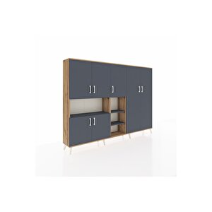 Arges Dolap 13 Raflı 7 Kapaklı 220x30x163 Çam-antrasit