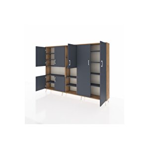 Arges Dolap 13 Raflı 7 Kapaklı 220x30x163 Çam-antrasit