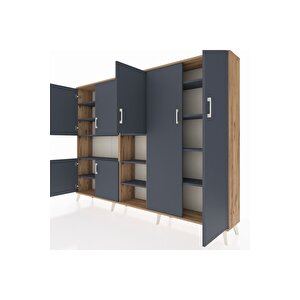 Arges Dolap 13 Raflı 7 Kapaklı 220x30x163 Çam-antrasit