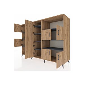 Kronos Dolap 10 Raflı 9 Kapaklı 220x59x163 Çam-çam/antrasit