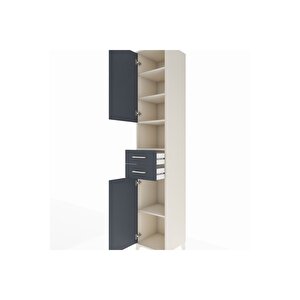 Hyperion Dolap 5 Raflı 2 Çekmeceli 2 Kapaklı 44x44x243 Aytaşı-antrasit