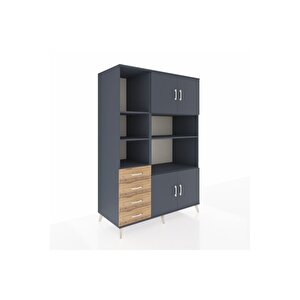 Kronos Dolap 8 Raflı 4 Çekmeceli 4 Kapaklı 132x59x195 Antrasit-antrasit/çam