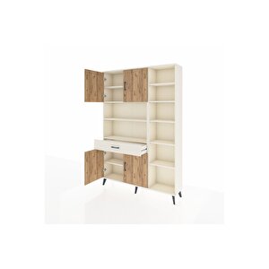 Arges Dolap 10 Raflı Tek Çekmeceli 4 Kapaklı 132x30x195 Aytaşı-çam/aytaşı