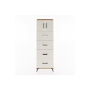 Hyperion Dolap Tek Raflı 4 Çekmeceli 2 Kapaklı 60x44x182 Çam-aytaşı