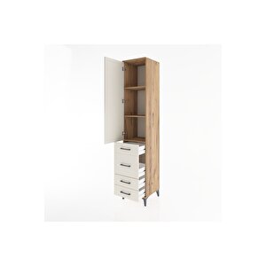 Hyperion Dolap 3 Raflı 4 Çekmeceli Tek Kapaklı 44x44x221 Çam-aytaşı