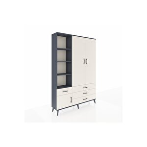 Arges Gardrop 5 Raflı 4 Çekmeceli Tek Askılı 132x30x195 Antrasit-aytaşı