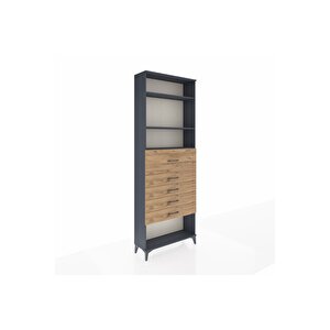 Arges Dolap 3 Raflı 5 Çekmeceli 88x30x243 Antrasit-çam