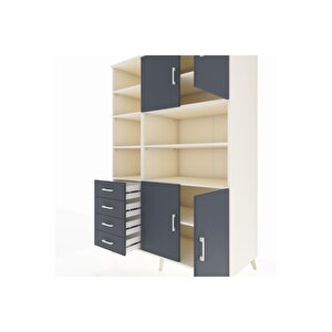 Kronos Dolap 9 Raflı 4 Çekmeceli 4 Kapaklı 132x59x195 Aytaşı-antrasit/antrasit