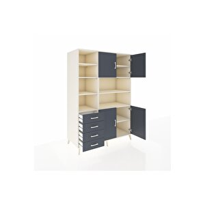 Kronos Dolap 9 Raflı 4 Çekmeceli 4 Kapaklı 132x59x195 Aytaşı-antrasit/antrasit