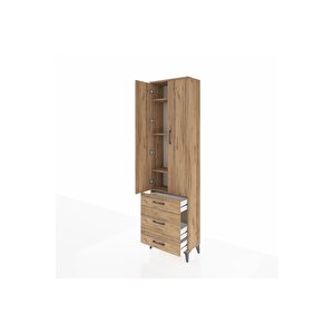 Arges Dolap 4 Raflı 3 Çekmeceli 2 Kapaklı 60x30x221 Çam-çam
