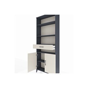 Arges Dolap 5 Raflı Tek Çekmeceli 2 Kapaklı 88x30x221 Antrasit-aytaşı