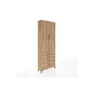 Arges Dolap 5 Raflı 4 Çekmeceli 2 Kapaklı 88x30x243 Çam-çam