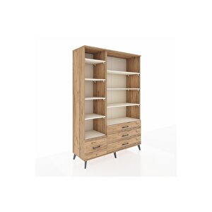 Hyperion Dolap 9 Raflı 4 Çekmeceli  132x44x195 Çam-aytaşı/çam