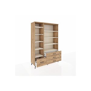 Hyperion Dolap 9 Raflı 4 Çekmeceli  132x44x195 Çam-aytaşı/çam