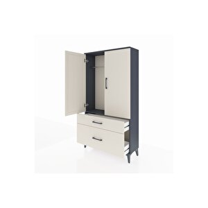 Arges Dolap Tek Raflı 2 Çekmeceli Tek Askılı 88x30x163 Antrasit-aytaşı