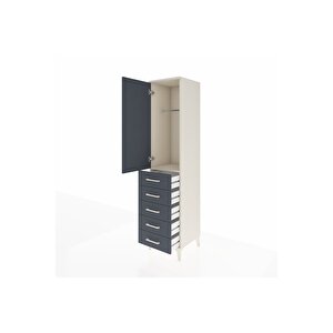 Hyperion Dolap Tek Raflı 5 Çekmeceli Tek Askılı 44x44x195 Aytaşı-antrasit