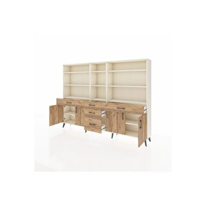 Arges Dolap 11 Raflı 5 Çekmeceli 4 Kapaklı 220x30x163 Aytaşı-çam