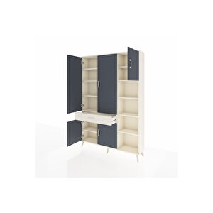 Arges Dolap 10 Raflı Tek Çekmeceli 5 Kapaklı 132x30x195 Aytaşı-antrasit/aytaşı