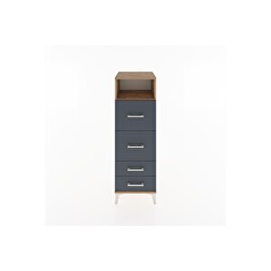 Hyperion Dolap Tek Raflı 4 Çekmeceli 44x44x134 Çam-antrasit