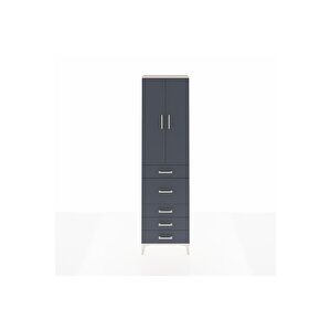 Arges Dolap 2 Raflı 5 Çekmeceli 2 Kapaklı 60x30x221 Aytaşı-antrasit