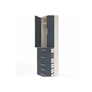 Arges Dolap 2 Raflı 5 Çekmeceli 2 Kapaklı 60x30x221 Aytaşı-antrasit