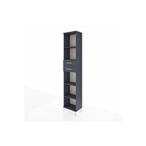 Arges Dolap 4 Raflı 2 Çekmeceli 44x30x221 Antrasit-antrasit