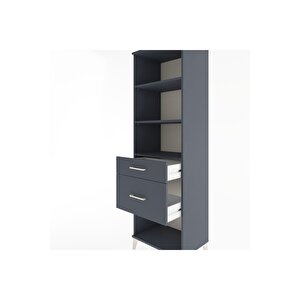 Hyperion Dolap 3 Raflı 2 Çekmeceli 60x44x195 Antrasit-antrasit