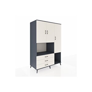 Kronos Dolap 6 Raflı 3 Çekmeceli 3 Kapaklı 132x59x195 Antrasit-aytaşı/aytaşı