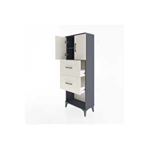 Arges Dolap 2 Raflı 2 Çekmeceli 2 Kapaklı 60x30x163 Antrasit-aytaşı
