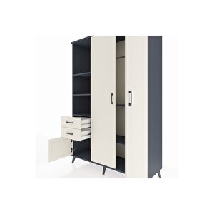 Hyperion Gardrop 5 Raflı 2 Çekmeceli Tek Askılı 132x44x195 Antrasit-aytaşı