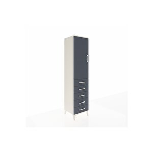 Hyperion Dolap 3 Raflı 5 Çekmeceli Tek Kapaklı 44x44x195 Aytaşı-antrasit