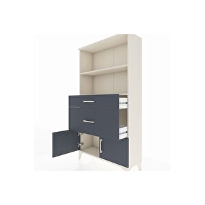 Arges Dolap 2 Raflı 2 Çekmeceli 2 Kapaklı 88x30x163 Aytaşı-antrasit