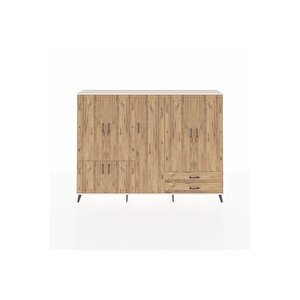 Arges Dolap 12 Raflı 2 Çekmeceli 7 Kapaklı 220x30x163 Aytaşı-çam