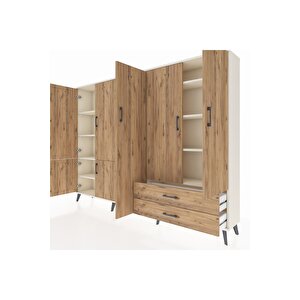 Arges Dolap 12 Raflı 2 Çekmeceli 7 Kapaklı 220x30x163 Aytaşı-çam