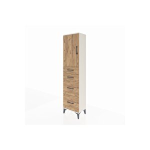 Arges Dolap Tek Raflı 4 Çekmeceli Tek Kapaklı 44x30x182 Aytaşı-çam